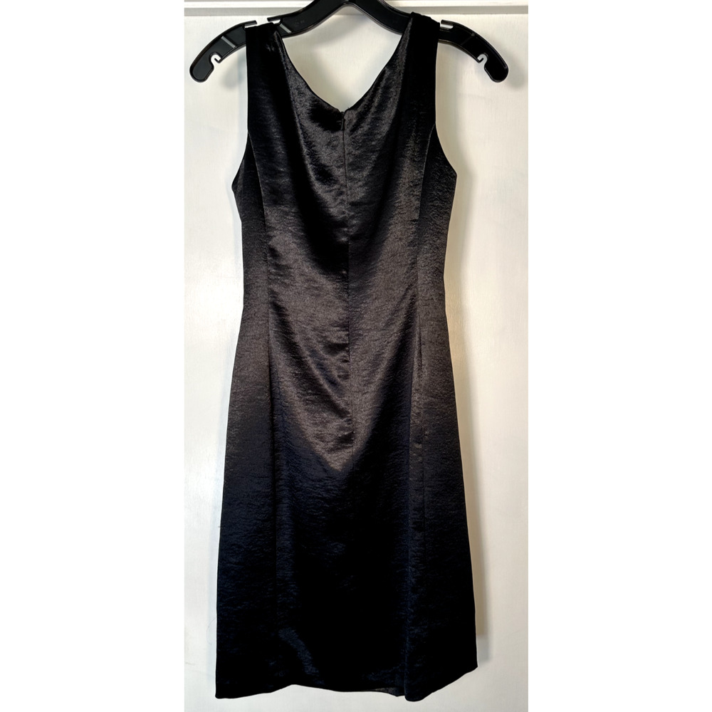 Anne Klein Vintage Black Satin Sleeveless Ruched Cocktail Dress Womens Size 8 - Picture 2 of 9